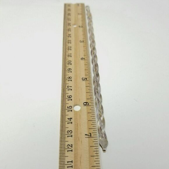 Vintage Sterling Silver Braided Flat Chain Bracelet, 7 1/4 Inches Long, Italy - Picture 5 of 6